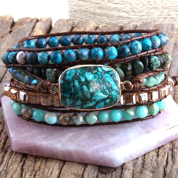 Handmade Natural Crystal Gemstone Wrap Bracelet Hippie Chic … - Picture 3 of 6